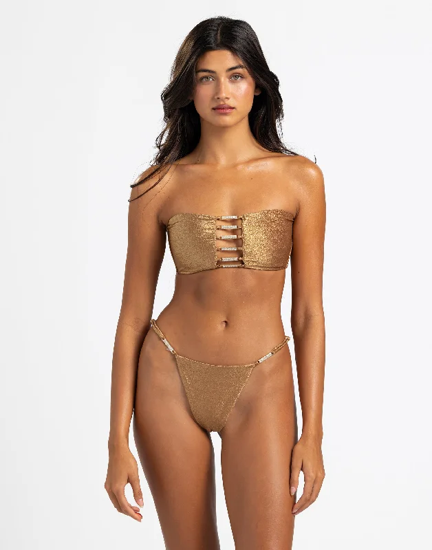 Water - resistant  Evie Bandeau Top - Glitter Nude