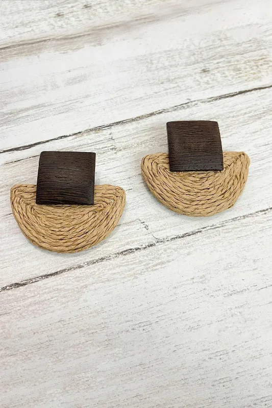 Form - hugging  Geometric Fan-shaped Wooden Earrings