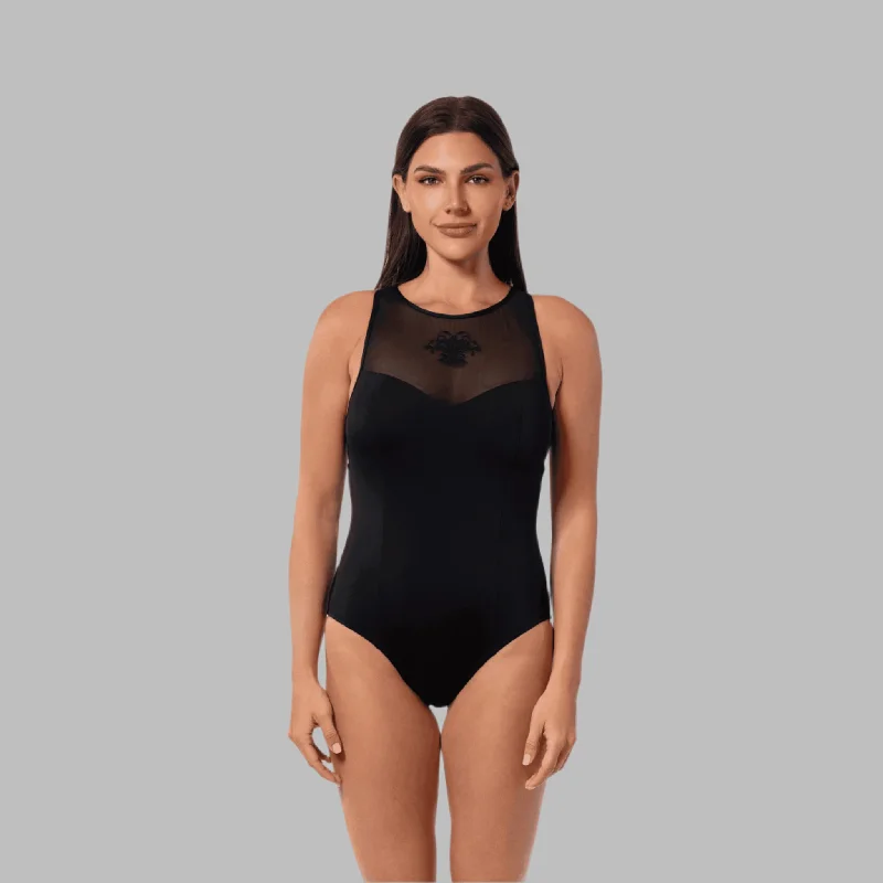 Snug - fitting  ROYAL BLACK DIANA HIGH NECK ONE PIECE